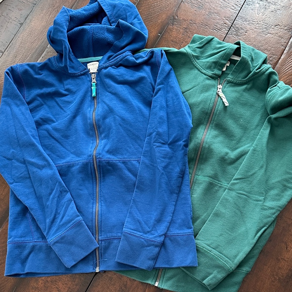 J. Crew Factory Size XL (12-14) Blue and Green Zip-Up Hoodies Lot